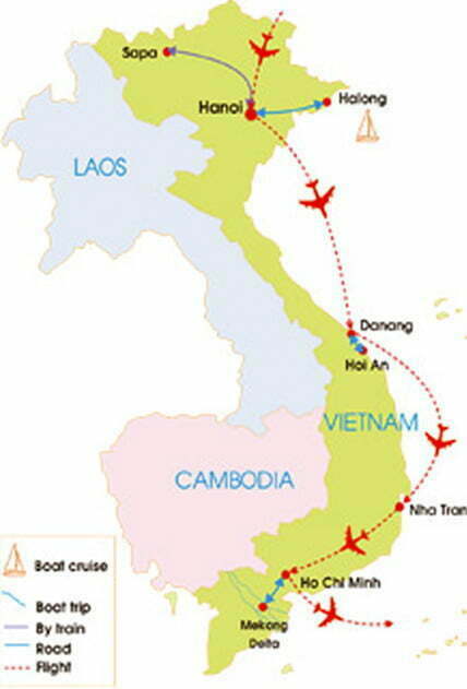 carte Vietnam itinéraire