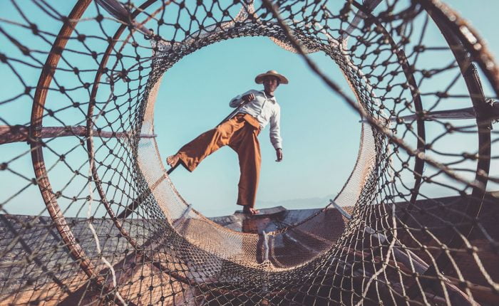 lac inle photo d'un pêcheur